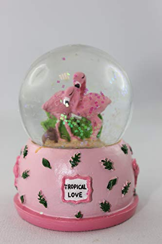 Out of the blue, Roxan - 190363 - Schüttelkugel, Polyresin, Glitterkugel, Flamingo, pink, 6,5cm x 4,7cm