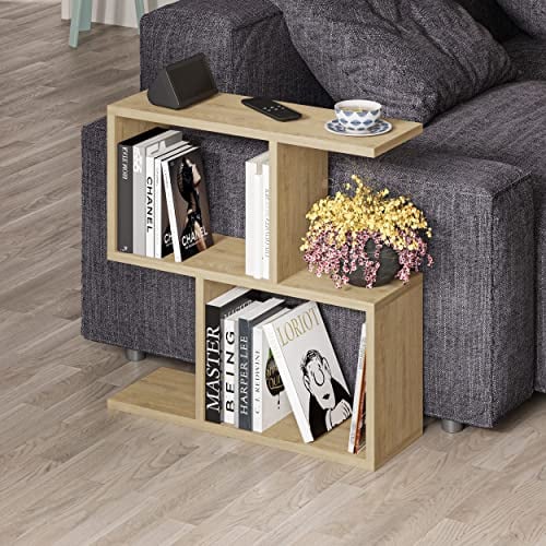 Hocuspicus Hocus Picus | Moderner Holz Beistelltisch mit 2 Etagen | Vielseitiger Sofatisch, Regal-Organizer | Ideal für Büro, Wohnzimmer | 60 x 60 x 19,5 cm | Eiche