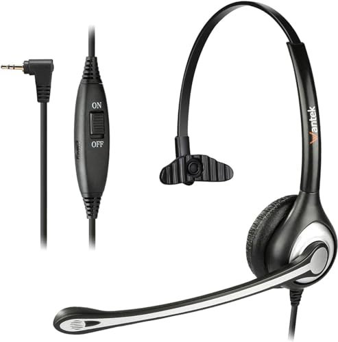 Wantek 2.5mm Headset with Microphone Headset for PC/Laptop Stereo Headphones with Noise Cancelling Wired Headsets for Call Center Office Phone, Work with Panasonic DECT Gigaset C430 C610 S850