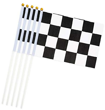 10pcs Polyester Mini Racing Flagge Plaid Hand Flagge Wettbewerb Flagge Partei-Dekoration Geburtstag Checkered Banner Party Supplies