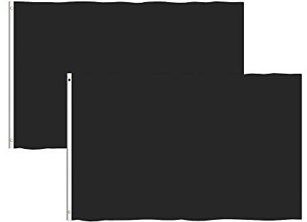 Consummate Solid Black Flag 3x5 Foot Plain Black Flags Banner Polyester with Brass Grommets,2 Pack
