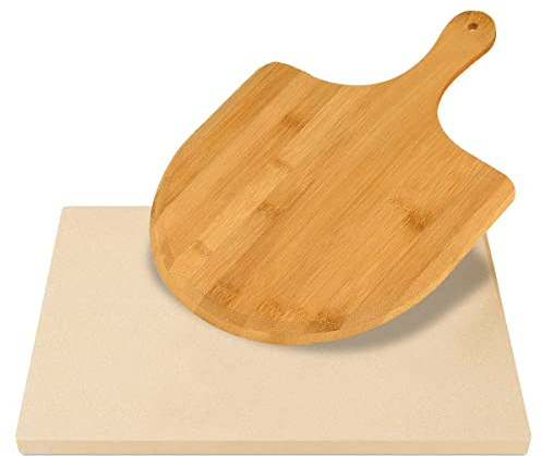 Augosta, pietra per pizza per forno e grill, paletta in legno per pizza in omaggio, pietra da forno durevole e sicura per grill, pietra di cottura termica resistente agli urti, 38,1 x 30,5 cm