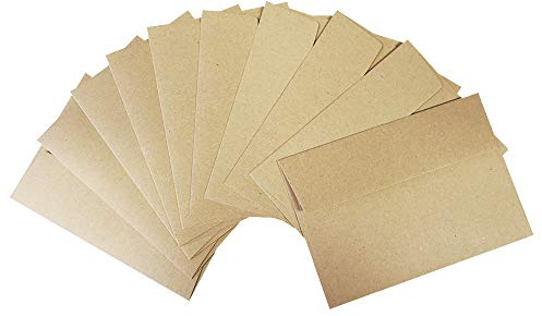 Paper24 Briefumschläge aus Kraftpapier Vintage Recyclingpapier DIN C6 114 x 162mm haftklebend für A6 Karten50 Stück