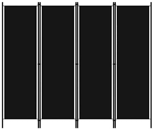 vidaXL Raumteiler Klappbar Freistehend Trennwand Paravent Umkleide Sichtschutz Spanische Wand Raumtrenner 4-TLG. Schwarz 200x180cm Eisen Stoff