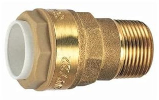 Raccord cuivre à clipser 14 mm, laiton mâle 15x21 (1/2), PUSH FIT
