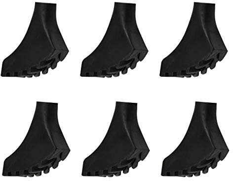 Ruzzut Schwarze Gummi-Hufeisen-Diamant-Trekkingstock-Spitzen, Wanderstock-Ersatzspitzenschutz, stoßdämpfend, für Griffigkeit und Traktion, 6 Stück