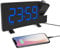 ThreeH Projektionsuhr UKW-Radiowecker mit USB-Ladegerät 5,5'' großes LED-Display 2 Töne für Heavy Sleeper 2 Alarmeinstellung 4 Stufen einstellbare Helligkeit Blau