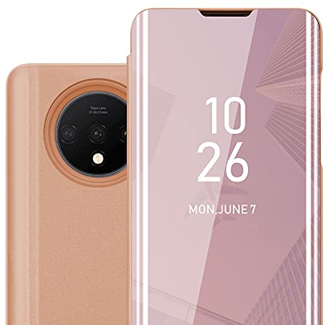 Cadorabo Hülle kompatibel mit OnePlus 7T Schutzhülle TPU Silikon Case 360 View Spiegel, Slim Kratzfest Weiche Gummi mit Rundumschutz Cover Hülle für OnePlus 7T in Pink