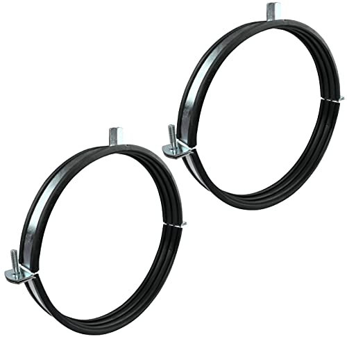 AERZETIX - C49858 - Lot de 2 Collier support fixation de tuyau pour gaines d'air - système de climatisation/ventilation - Ø200mm - DIN EN 10111 - en acier zingué et joint - à visser М8 / М10