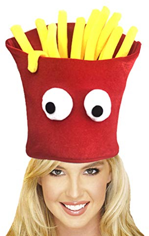 Yolluu Halloween Pommes Frites Fancy Hut Pommes Frites geformt Fast Food Hut Karneval Weihnachten Party Dress Up Kostüm Zubehör