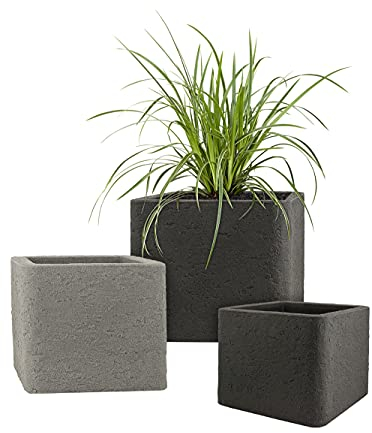 Pflanzwerk® Pflanzkübel Kunststoff Cube Lava Grau 27x30x30cm Blumentopf *Frostbeständige Blumenkübel* *2 Jahre GARANTIE* *Premium Pflanzenkübel Qualität*
