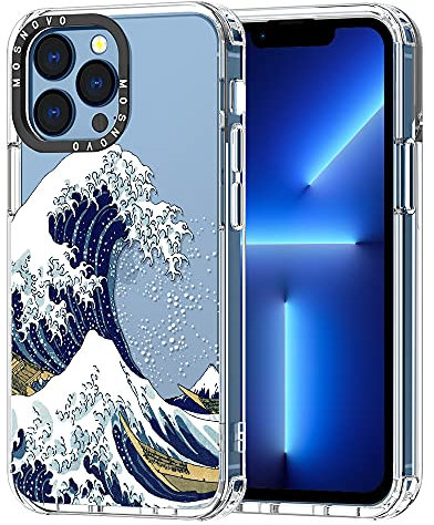 MOSNOVO Case for iPhone 13 Pro, [Buffertech 6.6ft Military-Grade Drop Protection] [Anti Peel Off Tech] Clear TPU Bumper Phone Case Cover Design - Great Wave