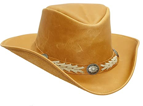 Original Lederhut Cowboyhut Australien-Hut mit Krempe in verschiedenen Varianten und Farben für Damen, Herren und Kinder, UPF 50+ Sonnenschutz