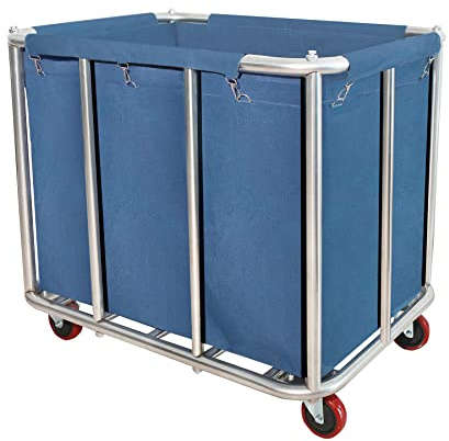 Laundry Cart Commercial,11.35 Bushel (400L) Large Industrial Rolling Laundry Hamper with 4 Inch Wheels,Home Heavy Duty Laundry Baskets with Stainless Steel Frame, 286 LBS Load，10 Support Tubes