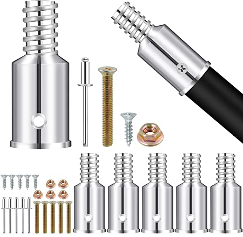 Elesunory 6 Stück Gewindespitzen-Ersatz, Besengriff-Gewindeende, Ultra-Gewindespitzen-Reparaturset, Metall-Besengriff-Adapter für 2,4 cm Besenstielstange