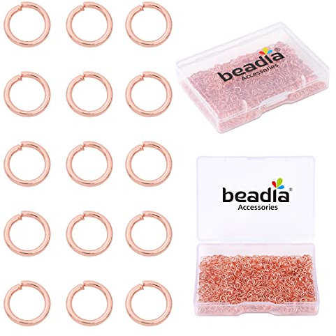 BEADIA Rose Gold Plated Jump Rings Non Tarnish 4mm 900pcs for Jewelry Making Findings