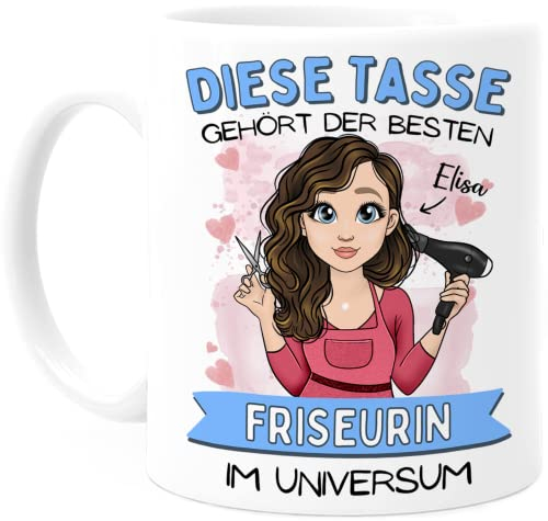 Tassenliebling® Friseurin Geschenk Tasse personalisiert - Friseurin Tasse - Beidseitiger Druck - Geschenk zur Geschäftseröffnung - Frisörin - Geschenk für Friseurin