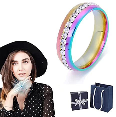 Camic VIKANDA Thermogener Moissanit Spinner Ring,Thermogener Moissanit Spinner Ring,Stainless Steel Diamond Rotating Spinner Ring,Stainless Steel FüR Frauen MäNner (Heptagrams,9)