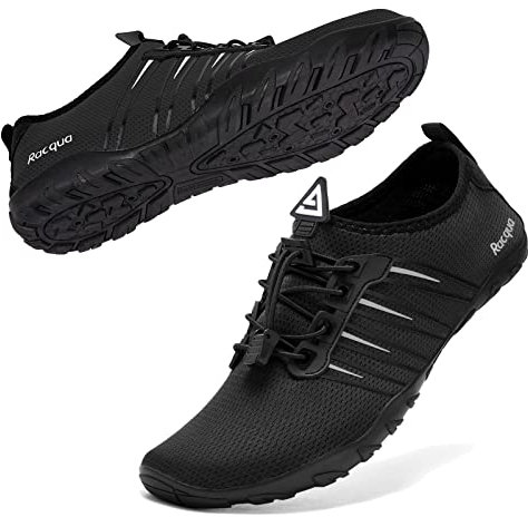 Racqua Pool Shoes Quick Dry Barefoot Water Aqua Sport Beach Swim Surf Diving for Men Women Black EU37=UK 4.5
