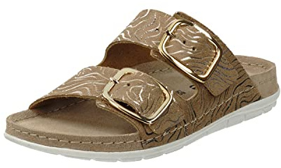 Rohde Damen, Frauen, Klassische Sandalen, Sandalen,Pantoletten,Sommerschuhe,Hausschuhe,Leder-fußbett,NUSS,38 EU / 5 UK