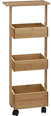 Five - Desserte roulante de Salle de Bain 4 Niveaux en Bambou H 85.5 cm