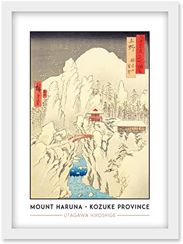 Wee Blue Coo Mount Haruna Under Snow Kozuke Province Utagawa Hiroshige Japanese Woodblock Classic Collection Artwork Framed Wall Art Print A4