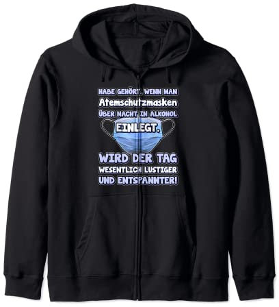 Lustiger Spruch Maske in Alkohol Mundschutz Atemschutzmaske Kapuzenjacke