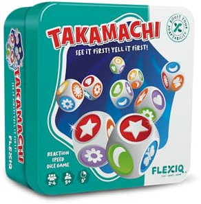 FLEXIQ Takamachi Würfelspiel | Kinderspiele ab 5 Jahre |Gesellschaftsspiele für die ganze Familie | Reisespiele für 2-4 Personen | 5 Minuten Spieldauer