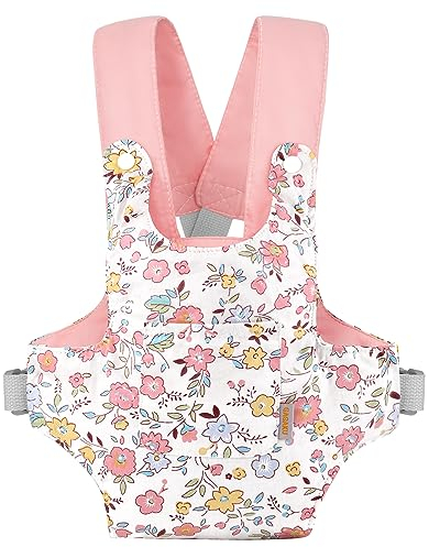 GAGAKU Puppentrage Puppenzubehör Babytrage für Puppen Bauchtrage mit verstellbaren Trägern Kinder Puppen Trage Spielzeug Puppenzubehör - Rosa (Pfirsichblüte)
