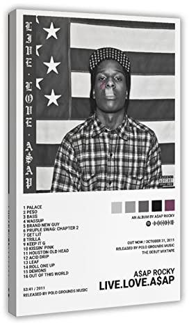 Sänger A$AP Rocky LIVE.LOVE.A$AP Albumcover Leinwand Poster Schlafzimmer Dekor Sport Landschaft Büro Zimmer Dekor Geschenk Rahmen-Stil 30 x 45 cm