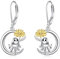 Geist Ohrringe Damen Mädchen 925 Sterling Silber Mond Hängend Ohrhänger Halloween Geist Schmuck Geschenk