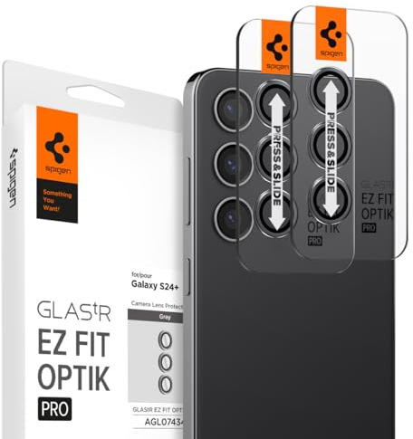 Spigen Glas.tR EZ Fit Optik Pro Tempered Glass Camera Lens Protector for Samsung Galaxy S24 FE, Galaxy S24 Plus - Onyx Black (2 Pack)