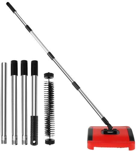 UK Carpet Floor Sweeper with Horsehair Manual Carpet Sweeper Cleaner Non-Electric Carpet Broom Sweeper Efficient Hand Push Carpet Sweeper Rug Roller Brush Push for Cleaning Pet Hair Loose Debris Lint