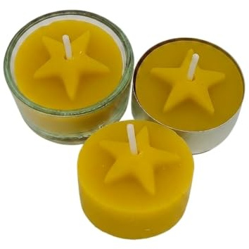 Teelichter aus 100% Bienenwachs mit Glas - Set-Angebot (Stern, 20er Set)