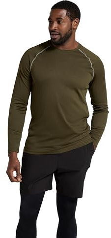 Mountain Warehouse Endurance Mens Top – Long Sleeves, Quick Dry T-Shirt, Highly Breathable Tee, UPF50 Protection Tee Shirt – for, Travelling, Walking, Gym Dark Khaki S