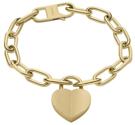 Fossil Damenarmband Harlow Linear Texture Heart Edelstahl goldfarben, JF04658710