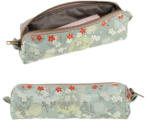 Molain Trousse à Crayons, Trousse de Papeterie Portable, Trousse de Toilette à pièces Petite Broderie de Marguerite Trousse à Crayons Bureau Zip Trousse de Papeterie Organisateur Femme Trousse (Vert)