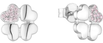 s.Oliver Ohrstecker 925 Sterling Silber Mädchen Kinder Ohrschmuck, mit Zirkonia synth., 0,8 cm, Silber, Kleeblatt, Kommt in Schmuck Geschenk Box, 2037846