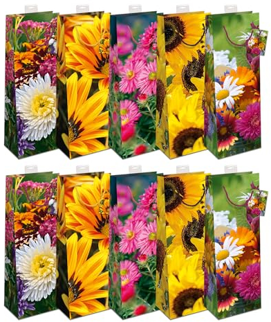Geschenktaschen für Flaschen 10 Stück Flaschentüten edle Geschenktüten für Wein Sekt Champagner (12x39x10cm) Geschenkbeutel mit farbiger Kordel und Namenskarte