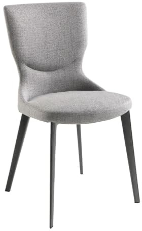 Angel Cerdá – Polsterstuhl Esszimmer aus grauem Stoff | Moderne Esszimmerstühle, minimalistisches und Elegantes Design | 45 x 57 x 84 cm, Edelstahlbeine | Bequem, für Esszimmer und Wohnzimmer