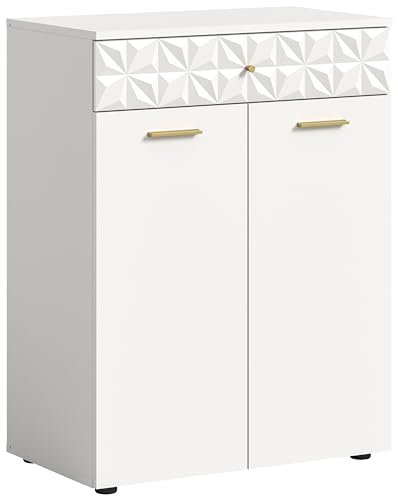 xonox.home Kommode Prisma Front weiß hochglanz MDF, Korpus weiß melamin ca.70x92x40 cm