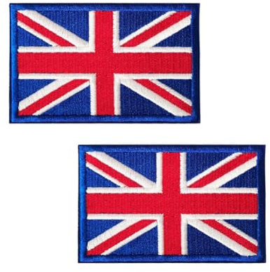 2 Pack United Kingdom Flag Patch Iron on Union Jack Flag Patches UK National Flags Embroidery Patch Hook Loop Iron On Embroidery Britisher Flags Embroidered Patches