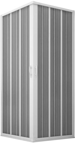Box Doccia Angolare 80x120 cm 2 Ante a Soffietto in PVC Apertura Centrale H185 cm Bianco
