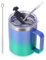 Volhoply 12oz Insulated Leakproof Coffee Mug with Sliding & Straw Lid,Double Wall Vacuum Stainless Steel Travel Tumbler Cup with Handle,Reusable Camping Mugs Keep Cold/Hot(Purple Green,1 Set)
