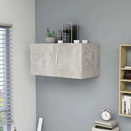Homgoday Casa Mobiliatti Bagno Armadietto da Parete Mobile Cucina Mobile da Bagno Sospeso Grigio Cemento 80x39x40 cm in Truciolato