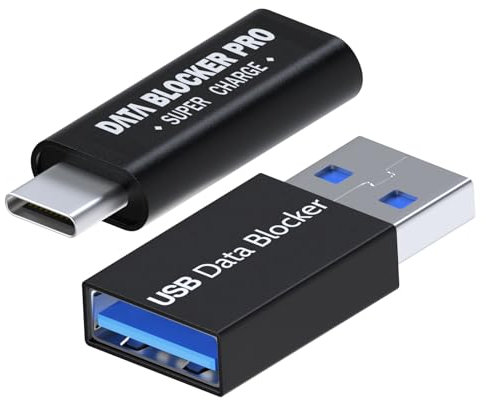 MMOBIEL USB Data Blocker & USB-C Data Blocker [2 Pack] Protect Against Juice Jacking – Charge Only Adapter, Safe Charging – USB-A/USB-C Defender - Refuse Hacking - Data Blocking Adapter – Black