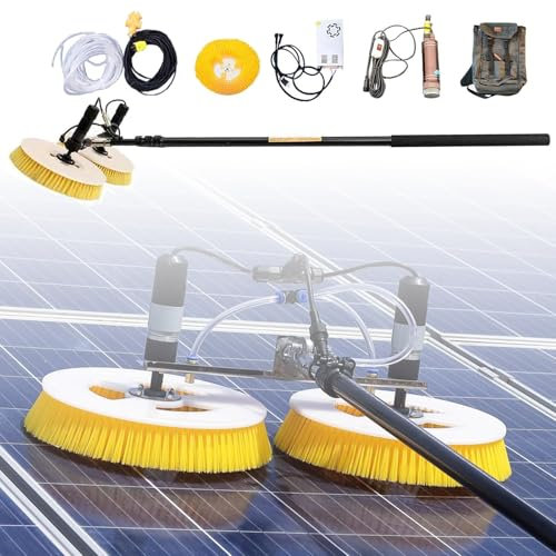 HENGCMM Fensterputzer Mit Teleskopstiel, photovoltaikreinigung, 2-12m Teleskopstange Wasserführend Teleskop Waschbürste, 70 cm doppelt rotierender Bürstenkopf, Teleskopstange,3M/9.84FT