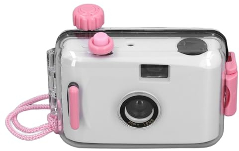 Einweg-Filmkamera 35 Mm, Retro-Filmkamera für den Einmaligen Gebrauch mit 28-mm-F/9-Objektiv, wasserdichte, Wiederverwendbare, Leichte Vintage-Kamera für Kinder (Weiß Rosa)
