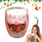 Tazas de Navidad – Taza de café aislada con asa, diseño de árbol de Navidad rojo, taza de vidrio decorativa para el hogar y la cocina