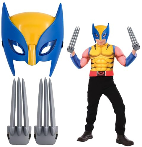Dongcill Set di 2 artigli di Wolverine, artigli di Wolverine per adulti | con maschera illuminata, accessorio per artigli giocattolo di Wolverine, per cosplay di lupo mannaro argento.
